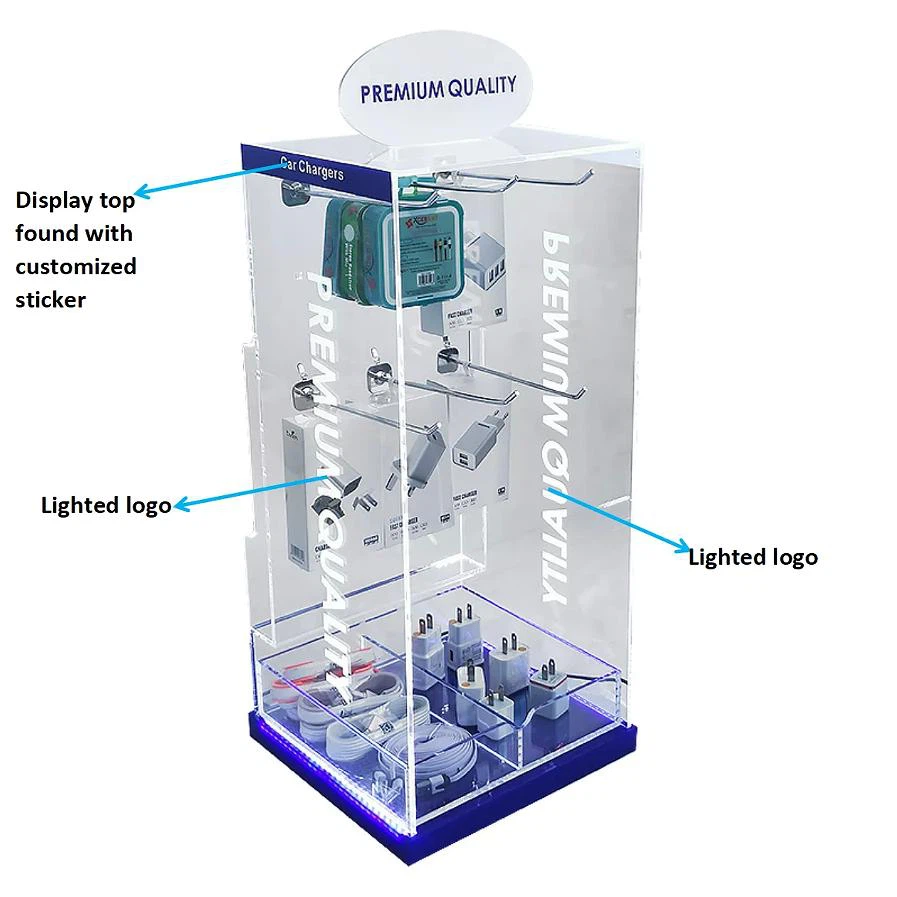 USB Cable Earphone Acrylic Display Stand - Acrylic Cell Phone Accessories Display - 1