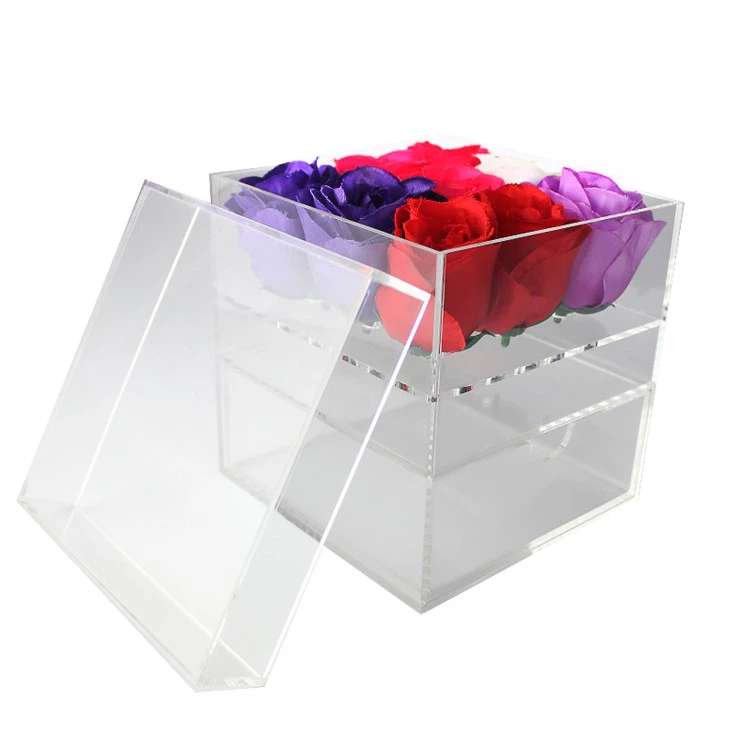 Acrylic Flower Box with Drawer - Acrylic Flower Box - 1