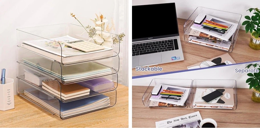 Clear Plastic Office Organizers - Acrylic Desk Organiser - 1